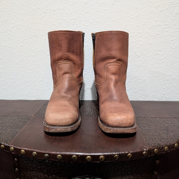 Frye Vintage Short Chestnut Brown Leather Campus Boot size 8 - Picture 4 of 12